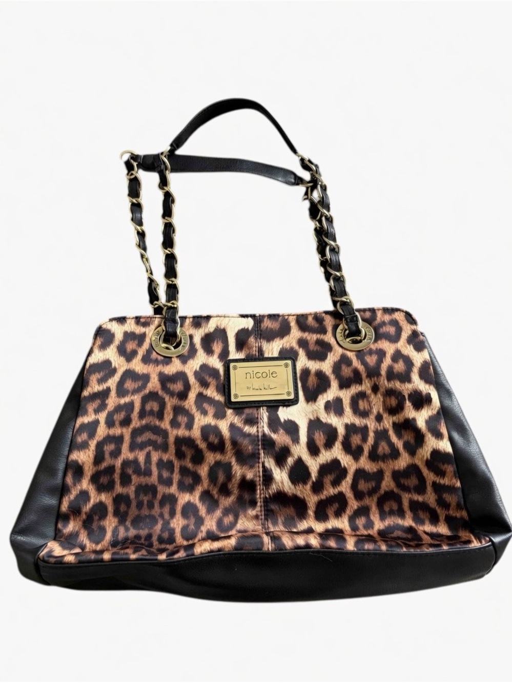 Nicole by Nicole Miller Leopard Print Tote Bag - Black & Brown